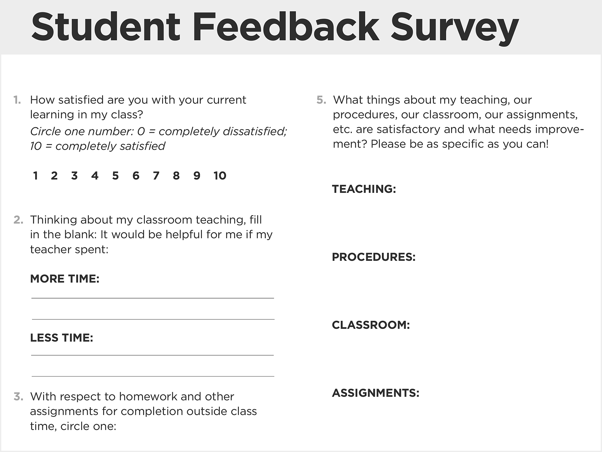 teacher homework survey