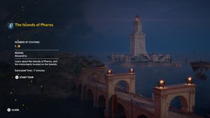 Screenshot of Assassin's Creed: Discovery Tour gameplay, in which the player visits the Pharos of Alexandria