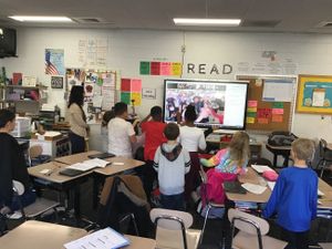 Kendra Jarvis's students participate in a virtual field trip in their classroom