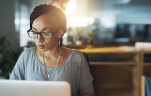 Woman using a laptop