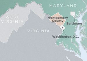 Map of Montgomery County, Maryland