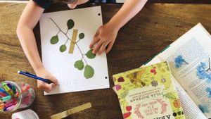 Student creating a nature journal