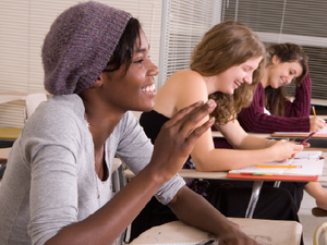 Students talking in class