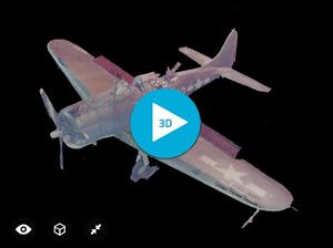 Screen grab of a WWII aircraft created in 3D
