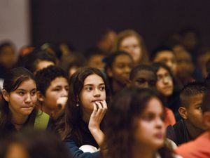 A Student Featured in a Crowd of Students