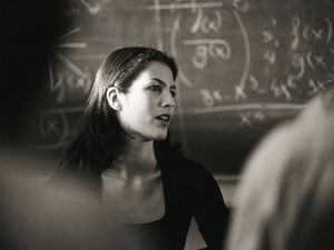 Black and White Photo of Teacher