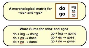A table of the morphological matrix of the words "do" and "go."