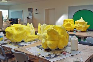Painting the giants' heads