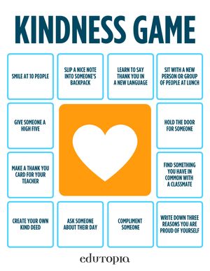 Illustration of Kindness Day Bingo card